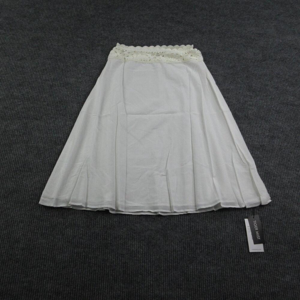 Tiger Mist Skirt Womens S White Sasha Maxi Lace Pleated Lined Chiffon NWT